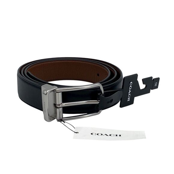 NWT COACH 91311 Harness Buckle Cut to Size Belt, Men’s Size 42 MM Black/Brown - Picture 1 of 16